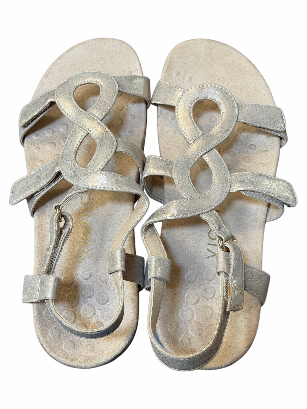 Vionic Pale Gold Metallic Loop-Strap Sandals